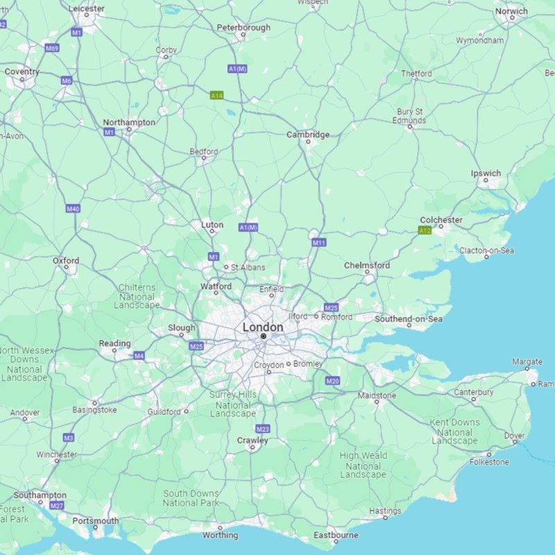 Map of southeast England