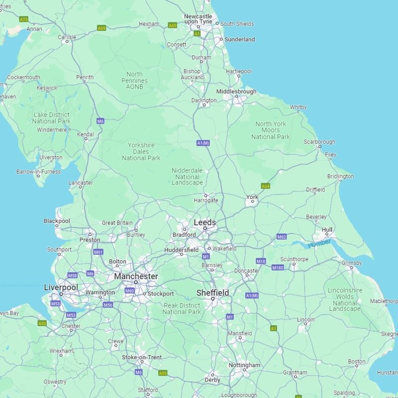 Map of north England