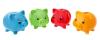 4 savers piggys in blue, green, red and yellow